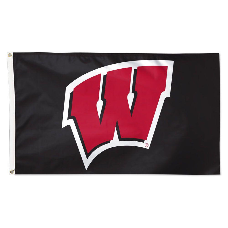 Show your team pride when you fly this Wisconsin Badgers 3' x 5' Deluxe Flag featuring a red "W" on a black background!