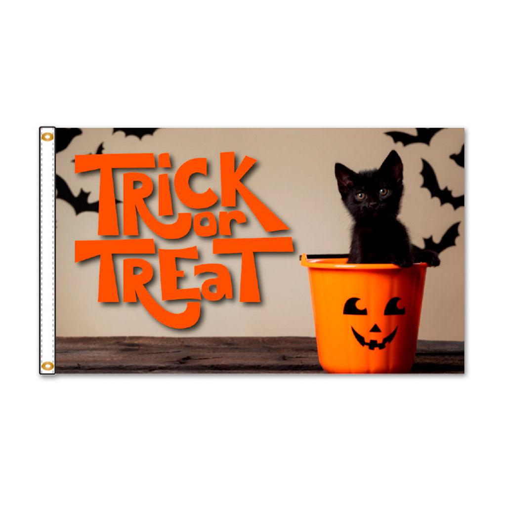 Black Cat Trick or Treat 3' x 5' Flag