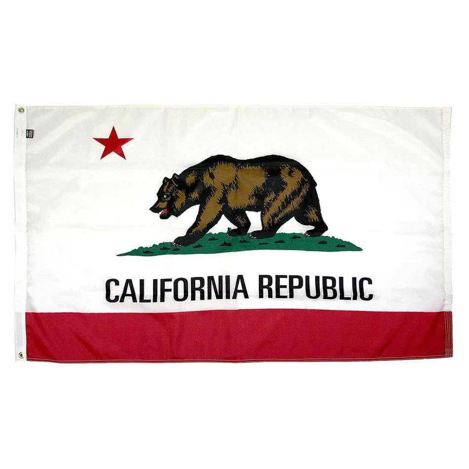 Long-lasting outdoor State of California Flags available in 2x3, 3x5, 4x6, 5x8, 6x10, 8x12, 10x15 and 12x18 sizes