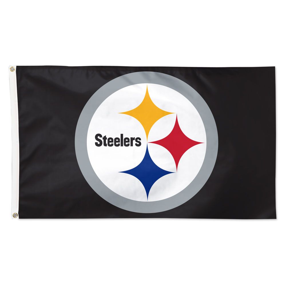 Deluxe 3' x 5' Flag - Pittsburgh Steelers Logo Black Flag-Flag-Fly Me Flag