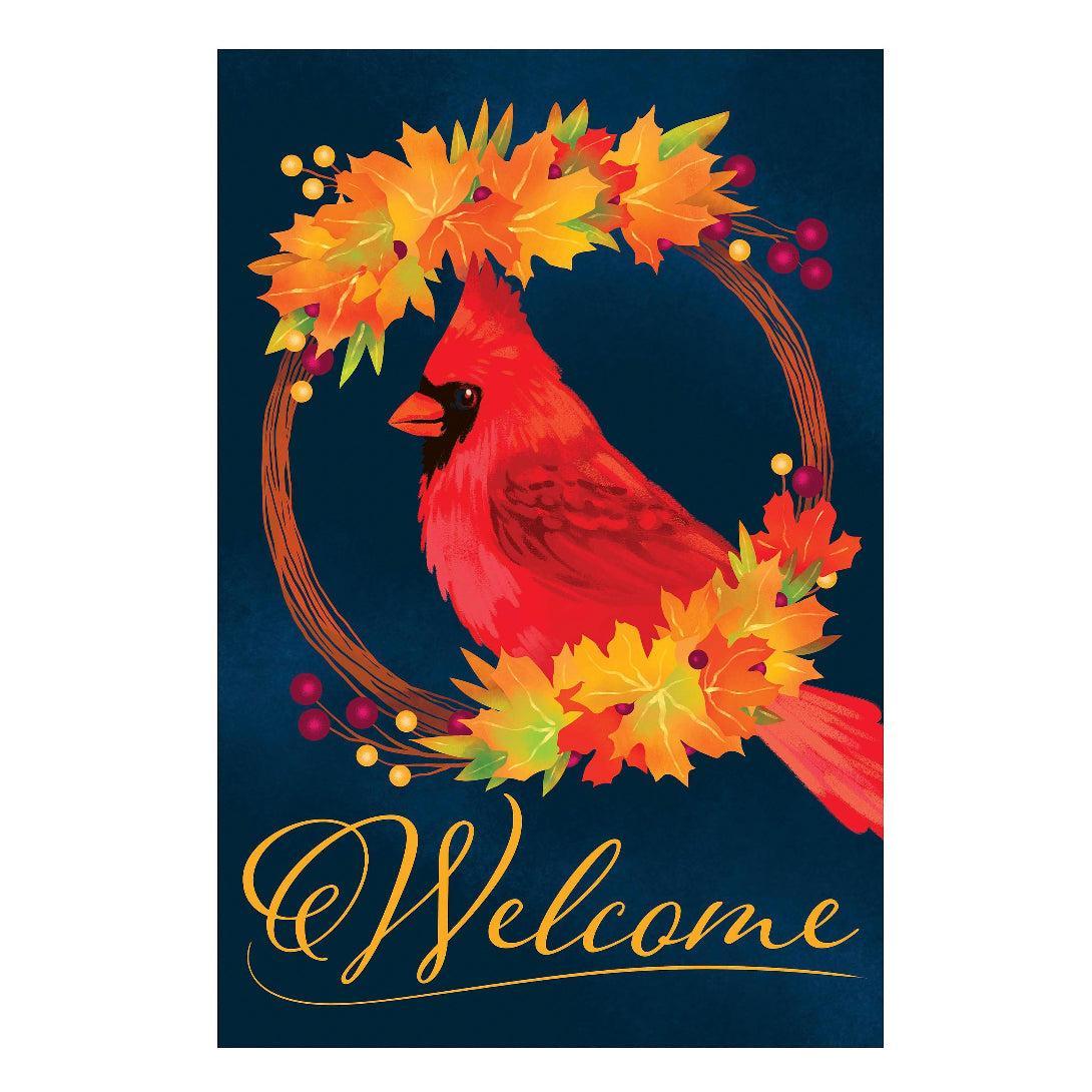 Fall Cardinal Wreath House Banner