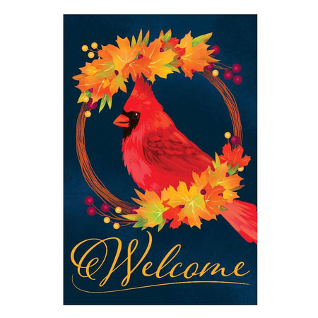 Fall Cardinal Wreath House Banner