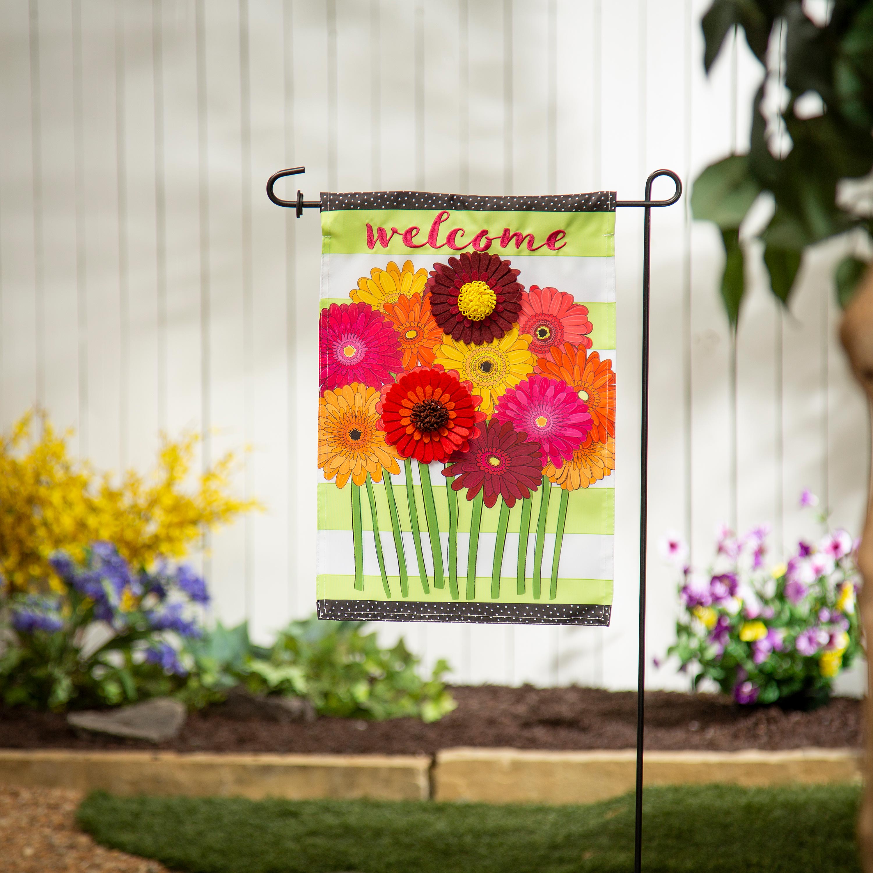 Gerbera Daisies Bouquet Appliqué Garden Flag
