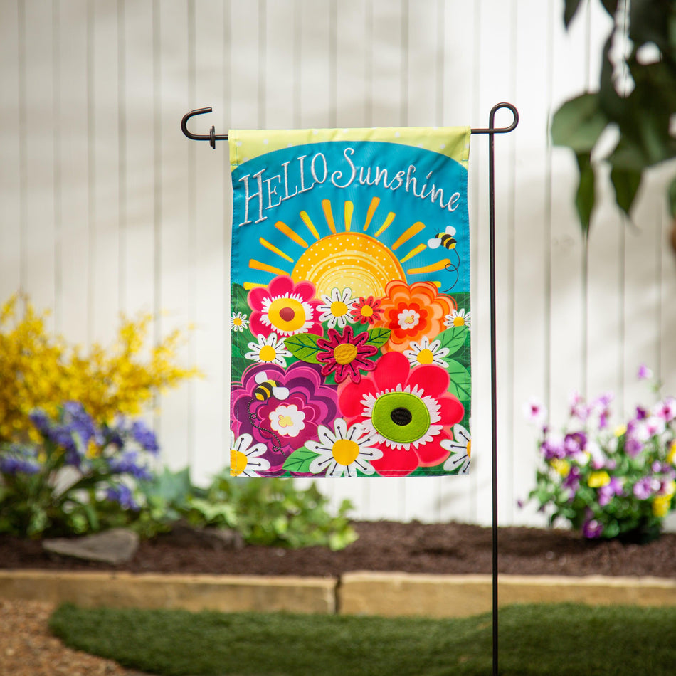 Hello Sunshine Appliqué Garden Flag