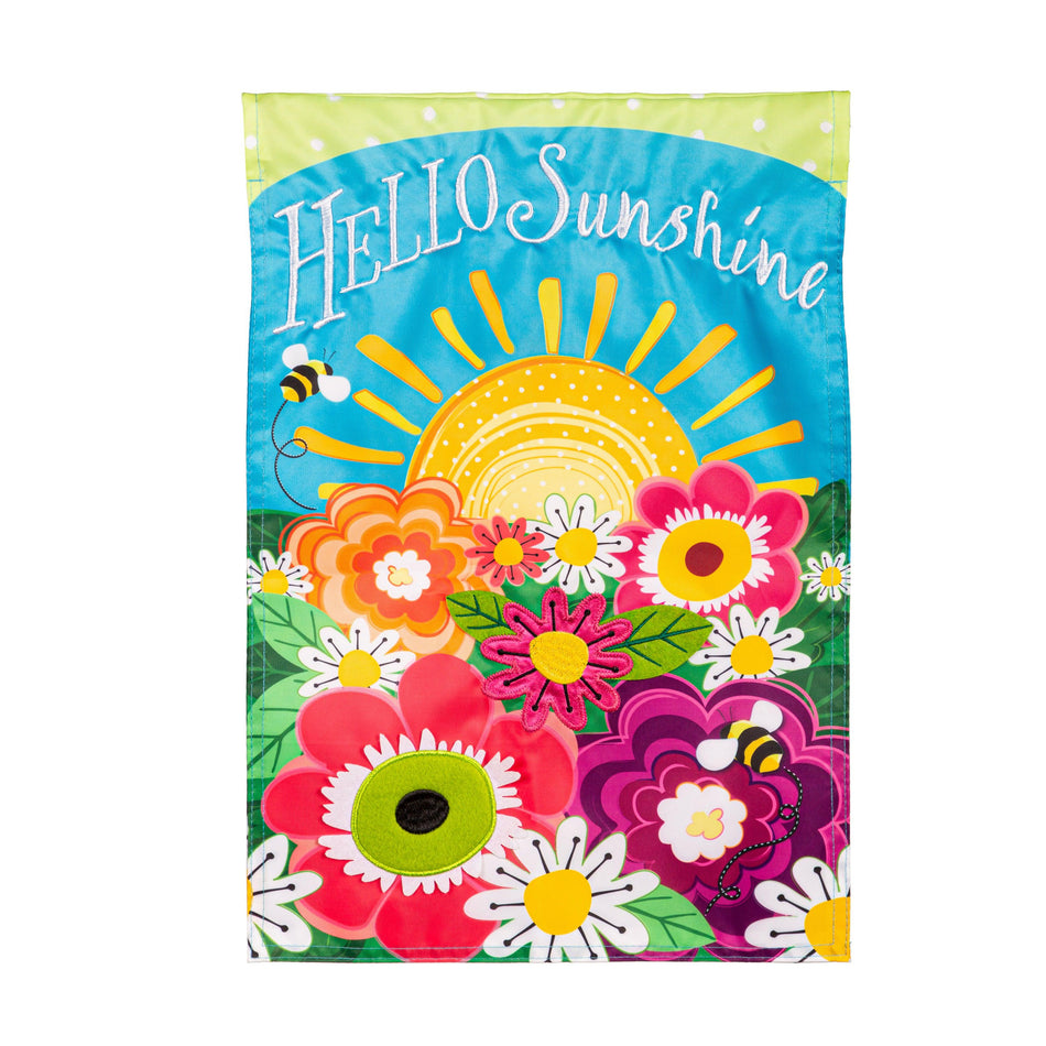 Hello Sunshine Appliqué Garden Flag