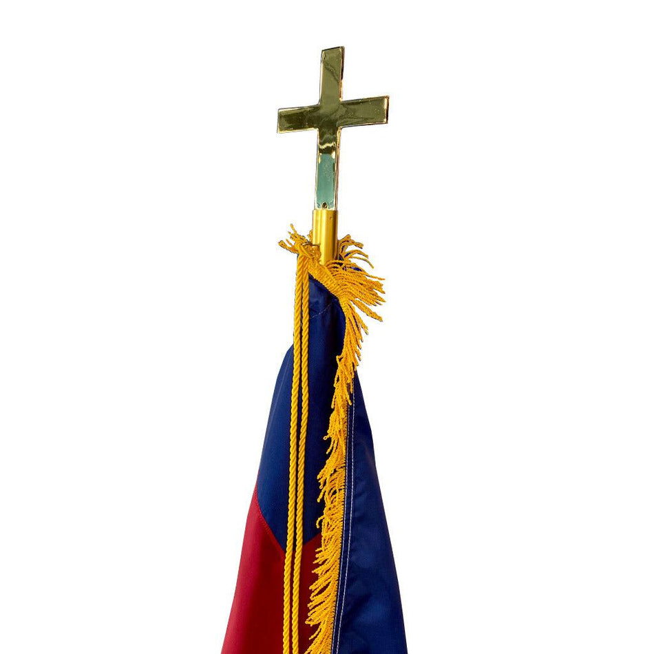 Christian Flag Presentation Set with Brass Cross Ornament