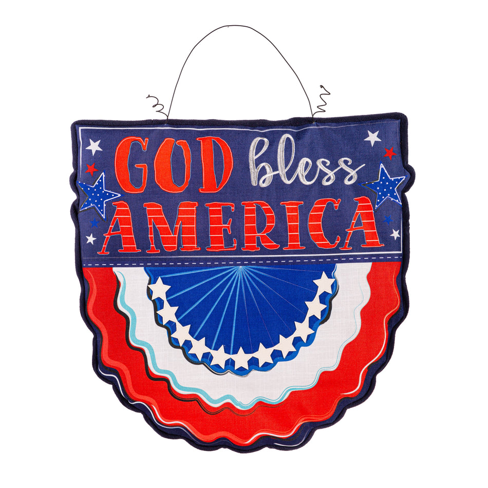 Patriotic God Bless America Bunting Door Décor