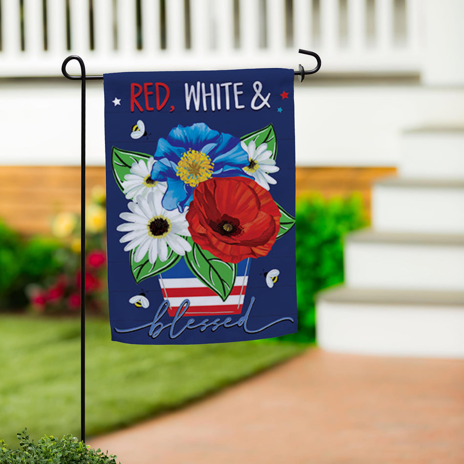 Red, White, and Blue Blessed Garden Flag