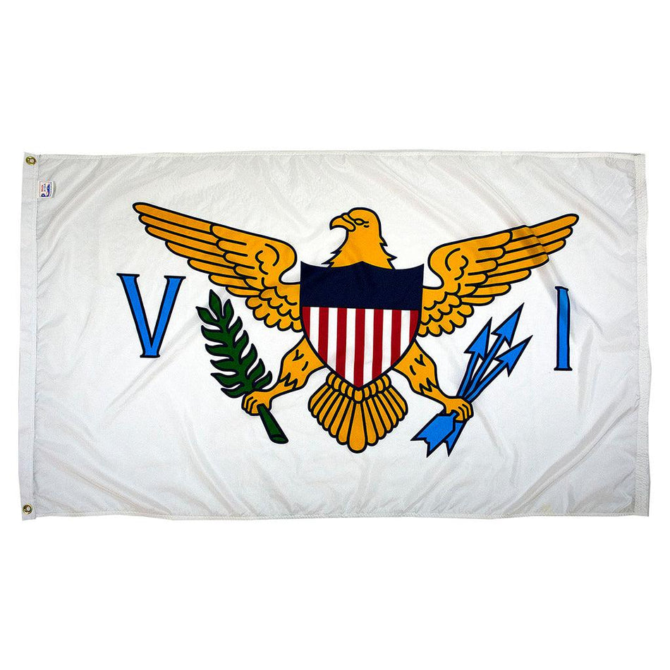 Long-lasting outdoor Virgin Islands Flags available in 2x3, 3x5, 4x6, 5x8, 6x10, and 8x12 sizes