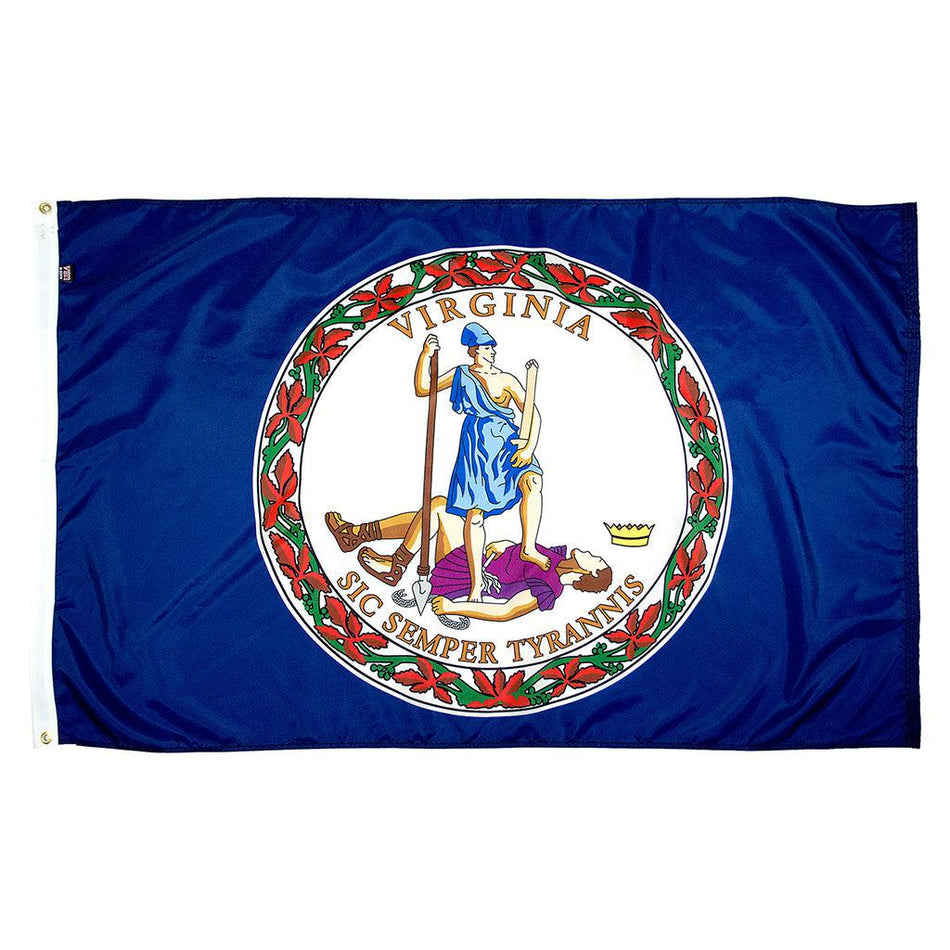 Long-lasting outdoor State of Virginia Flags available in 1x1.5, 2x3, 3x5, 4x6, 5x8, 6x10, 8x12, 10x15, and 12x18 sizes