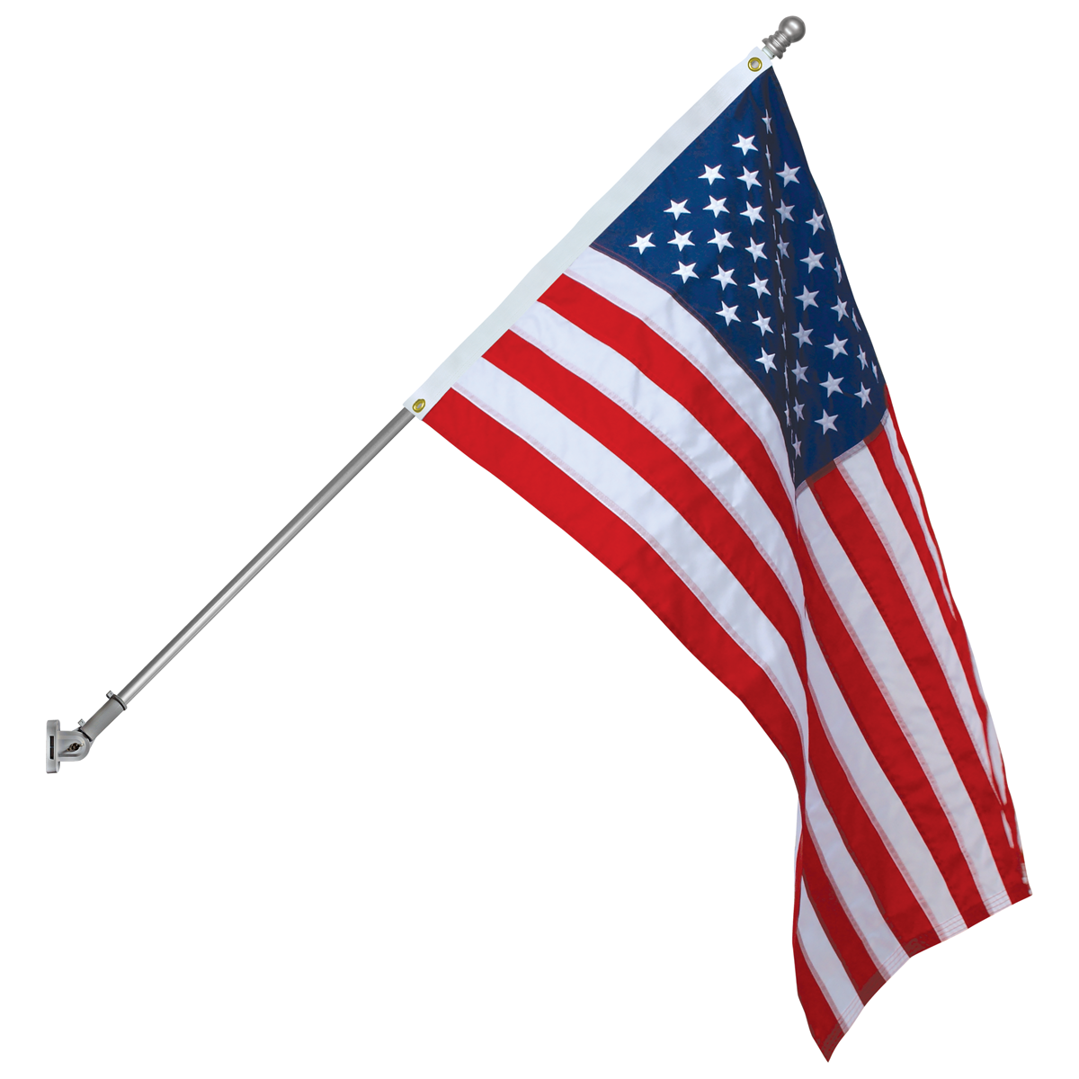 American Flag Spinning Pole Set Silver