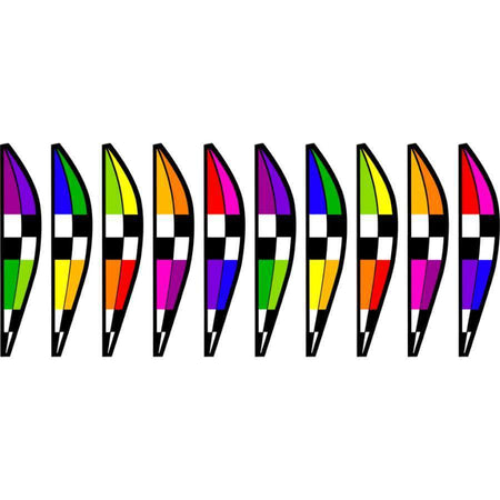 This hanging wind spinner looks just like a hot air balloon in flight! This checkered rainbow balloon measures 17" x 26" and adds a beautiful display to your deck or porch.