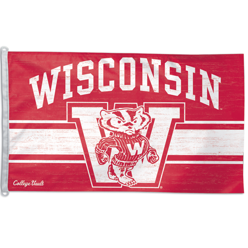 Wisconsin Badgers 'W' Black Background 3'x5' Deluxe Flag