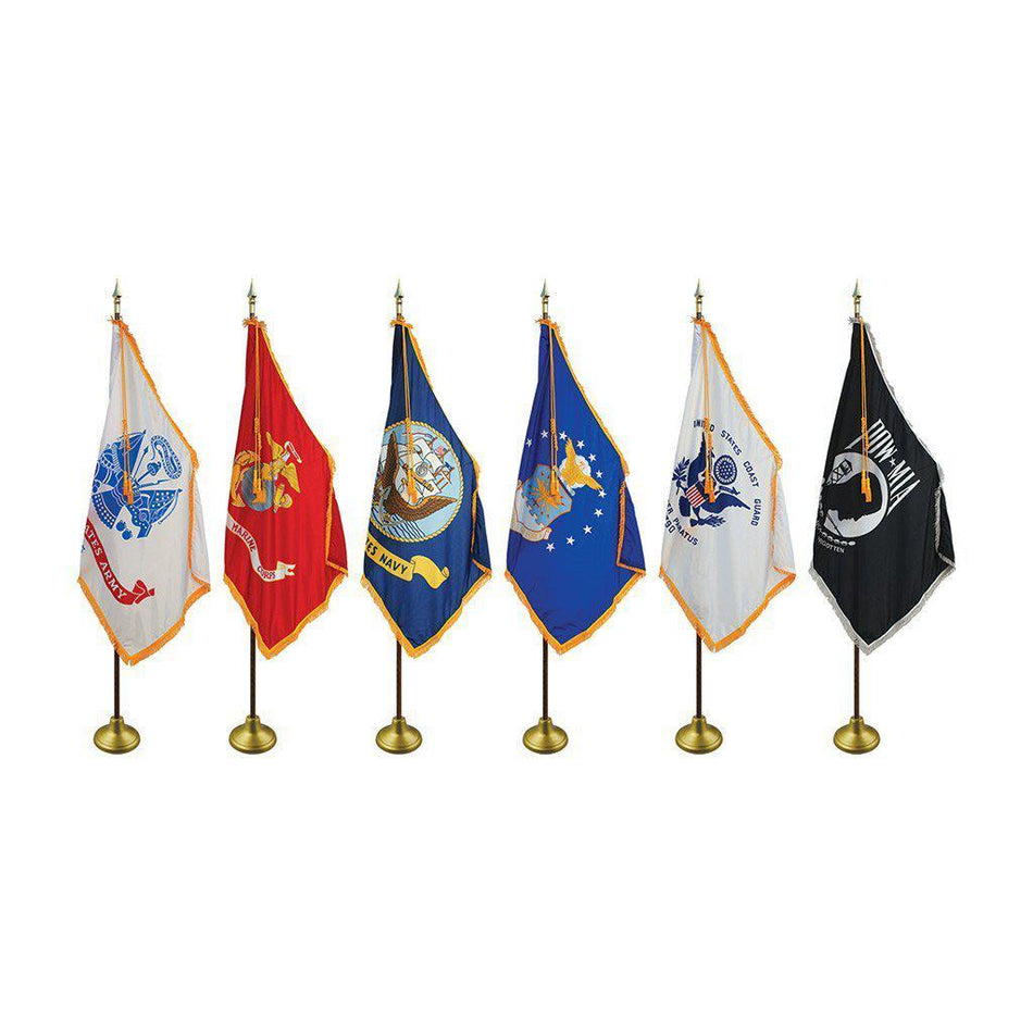 Military Flags with Pole Hem and Fringe are available in 3' x 5' or 4' x 6'.