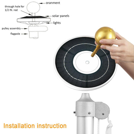 Disc Flagpole Solar Light for flagpoles up to 25 ft. in height