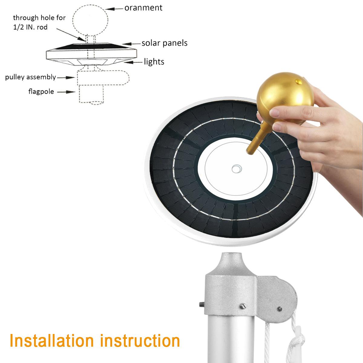 Disc Flagpole Solar Light for flagpoles up to 25 ft. in height