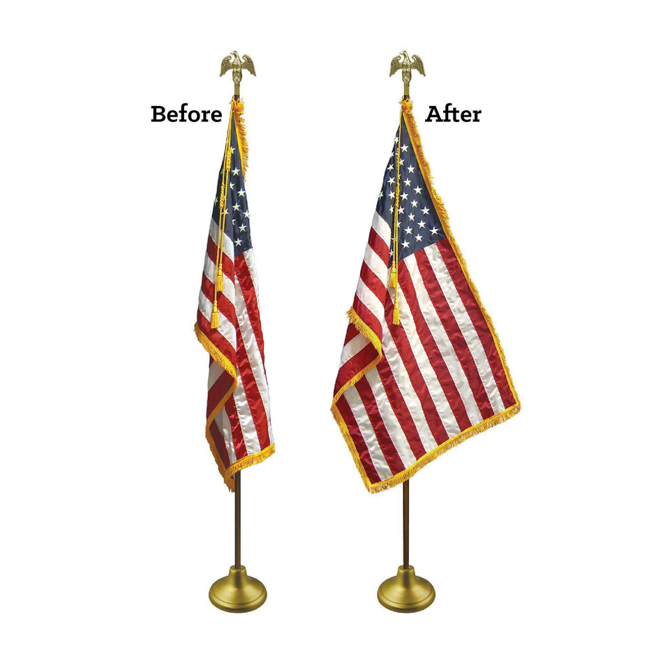 Our flag spreader holds the flag open for an impressive display indoors.