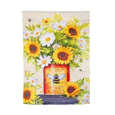 Honey Bee Tin with Sunflowers Garden Flag