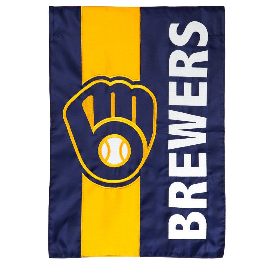 This house banner features the Brewers name in cutout, 3D letters down one side and the Milwaukee Brewers logo in the center.
