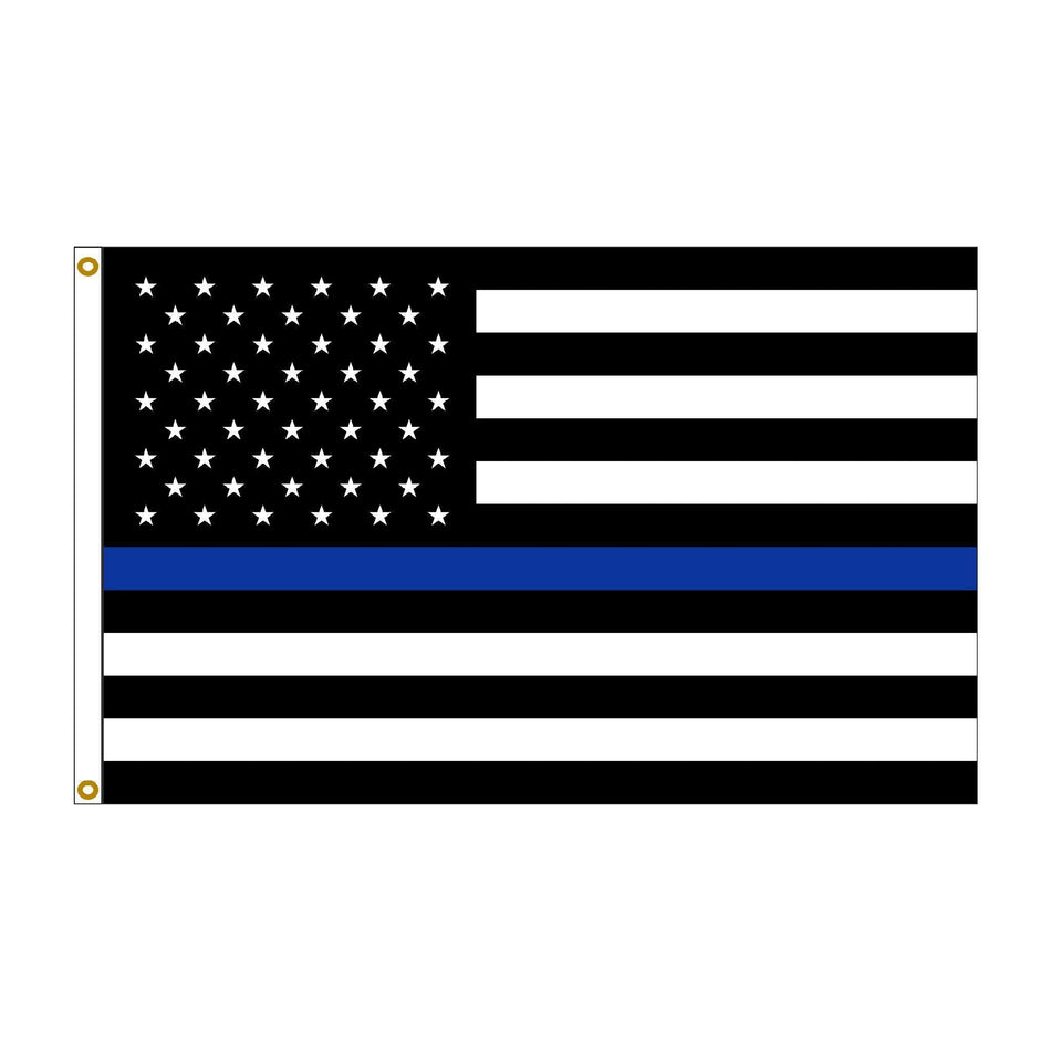 U.S. Thin Blue Line police support flags for outdoor use.