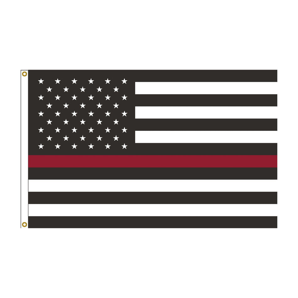 2x3 Thin Red Line U.S. flag with stars and stripes to support firefighters