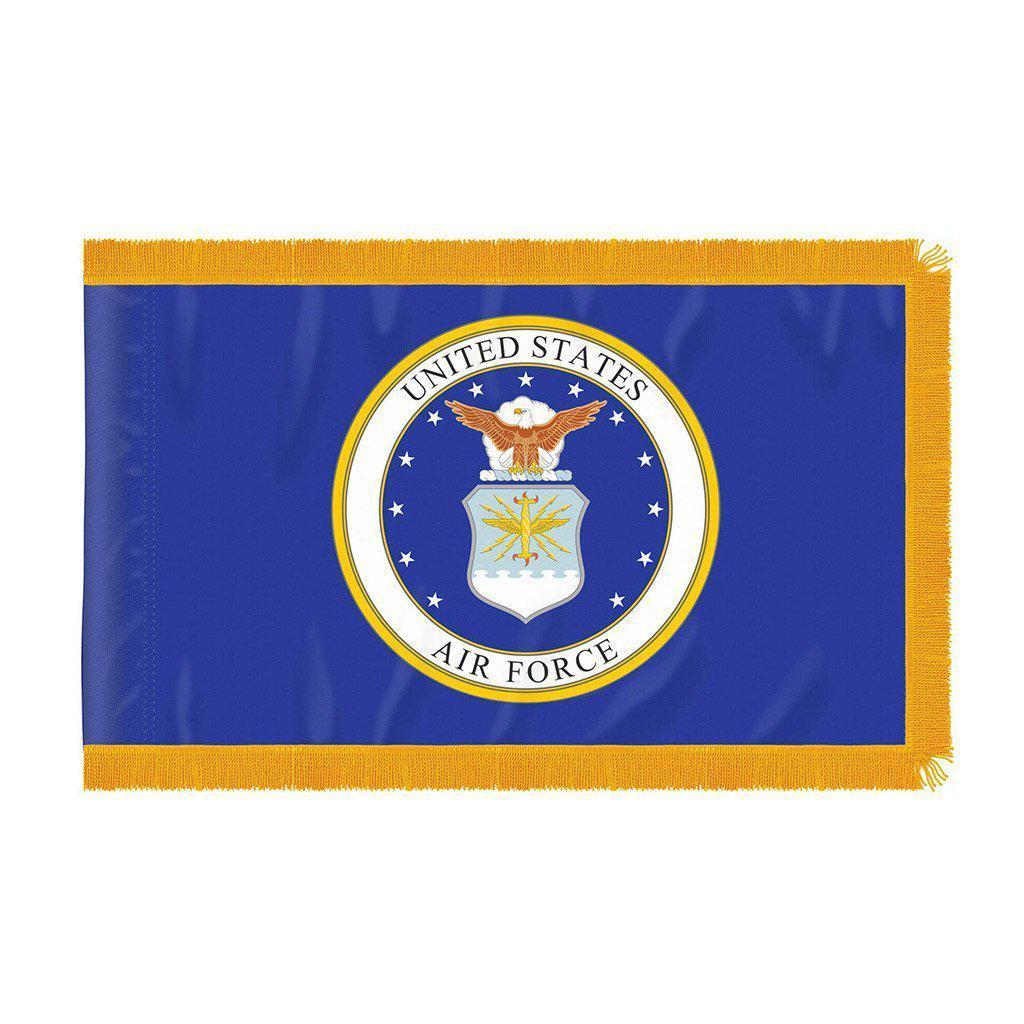 U.S. Air Force Flag with Pole Hem & Fringe for Parade or Indoor Use U.S. Air Force Flag with Pole Hem & Fringe for Parade or Indoor Use