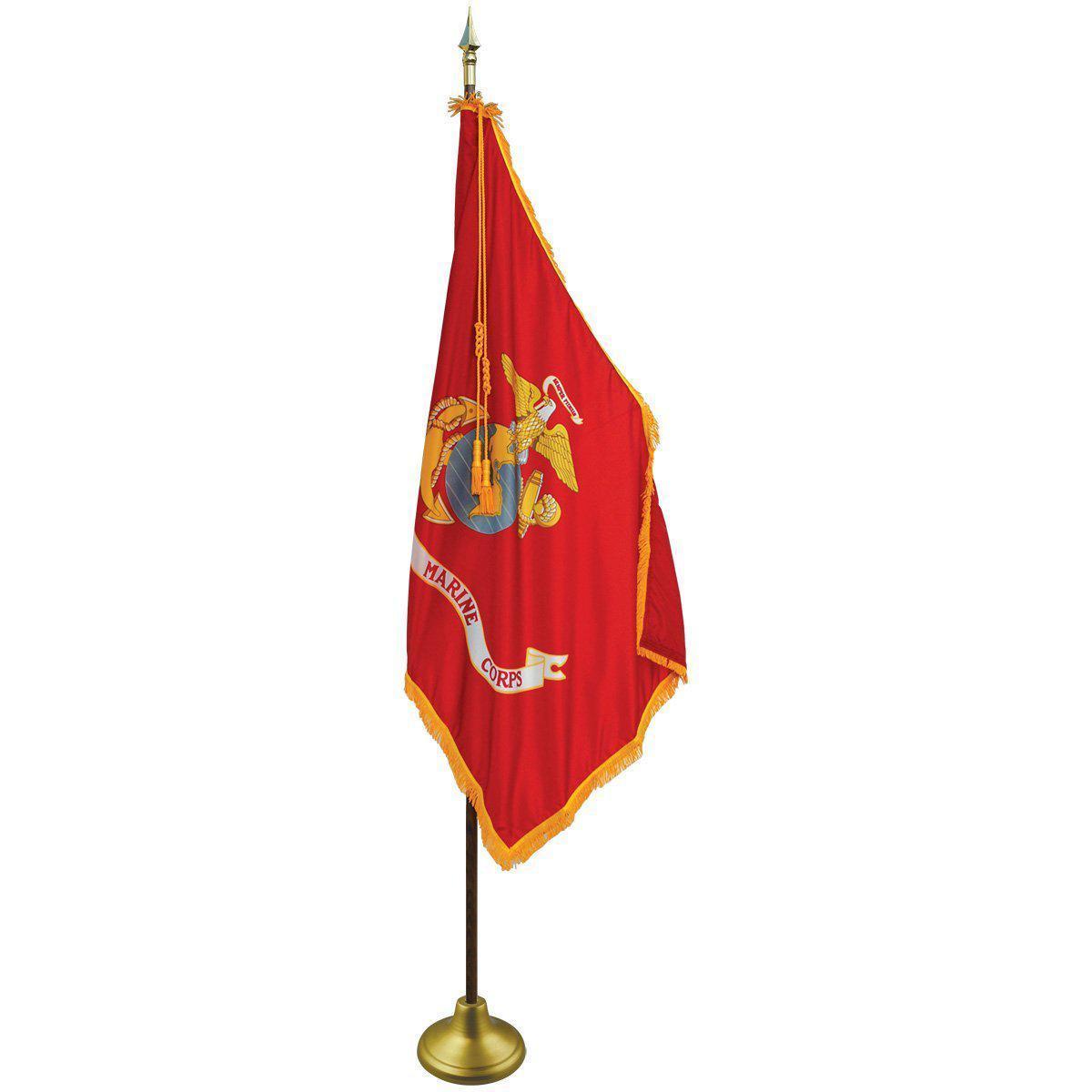 U.S. Marine Corps Flag with pole hem and fringe for indoor or parade use