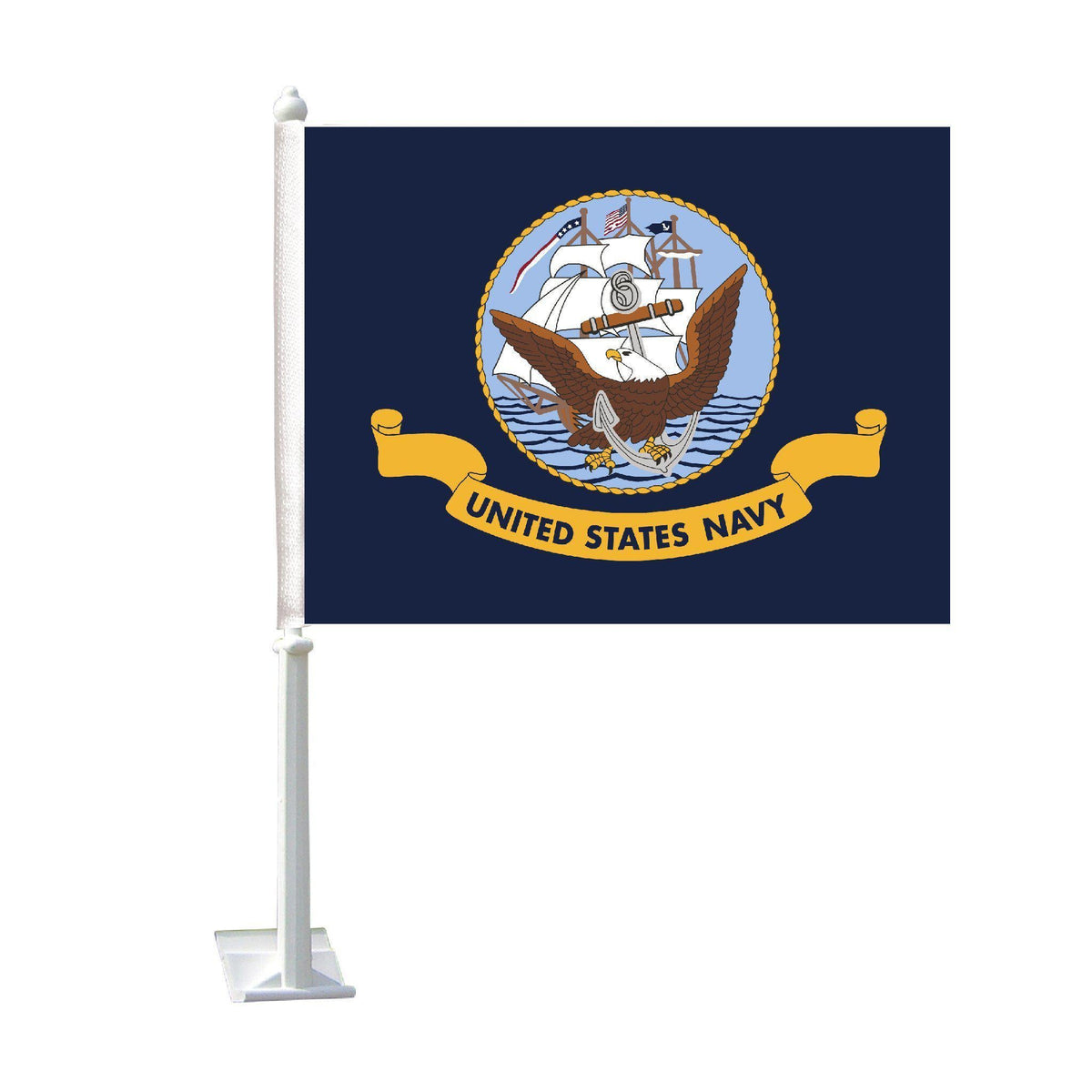 U.S. Navy Car Flag is two-sided and durable