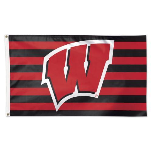 Wisconsin Badgers "W" Stripes Deluxe 3' x 5' Flag