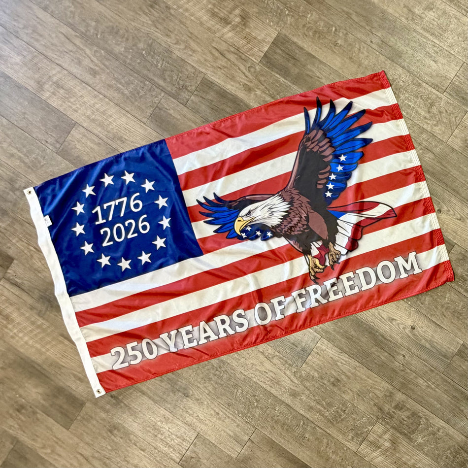 3' x 5' Eagle 250 Years of Freedom Flag, Made exclusively for Fly Me Flag