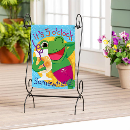 5 O'Clock Frog Garden Flag