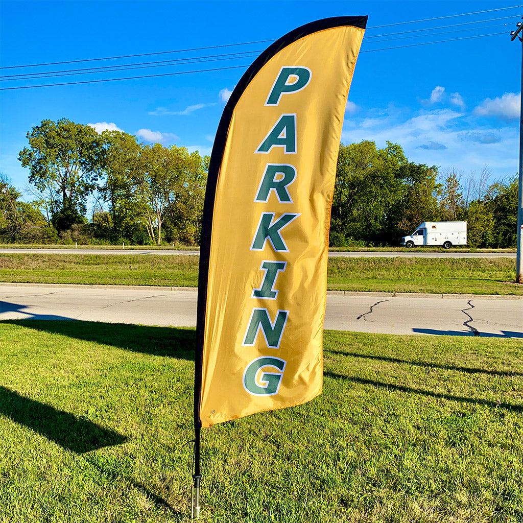 8 ft. Parking Feather Banner Kit – Green & Gold