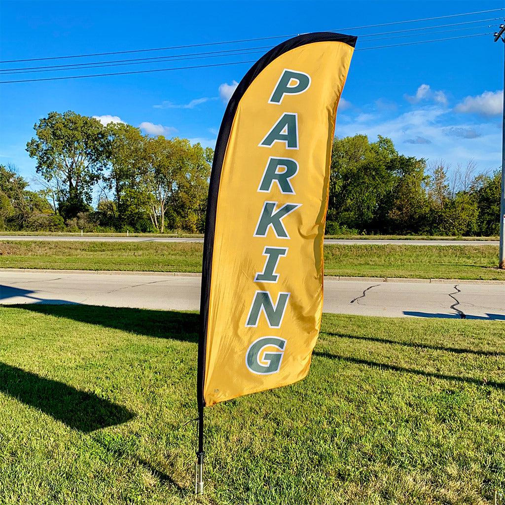 8 ft. Parking Feather Banner Kit – Green & Gold