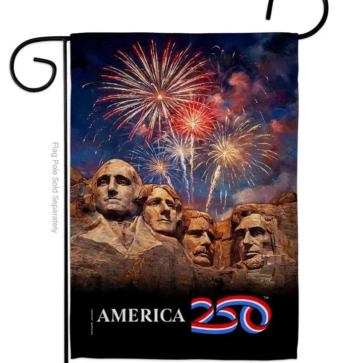 America 250 Mount Rushmore Garden Flag