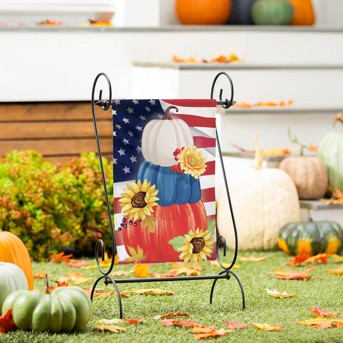 American Pumpkin Stack Garden Flag-Garden Flag-Fly Me Flag