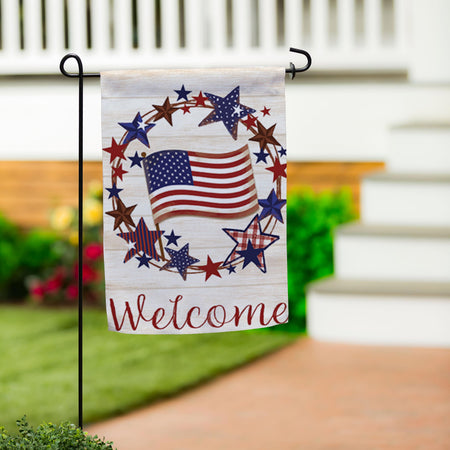 American Star Wreath Garden Flag