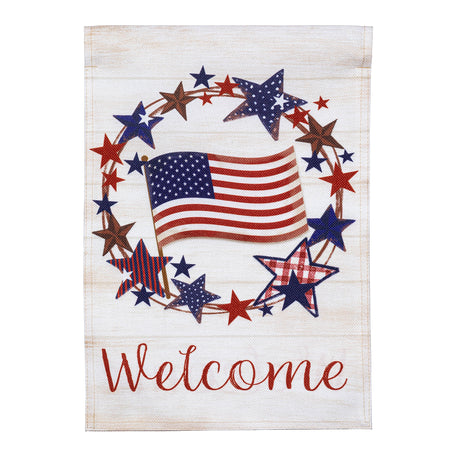 American Star Wreath Garden Flag