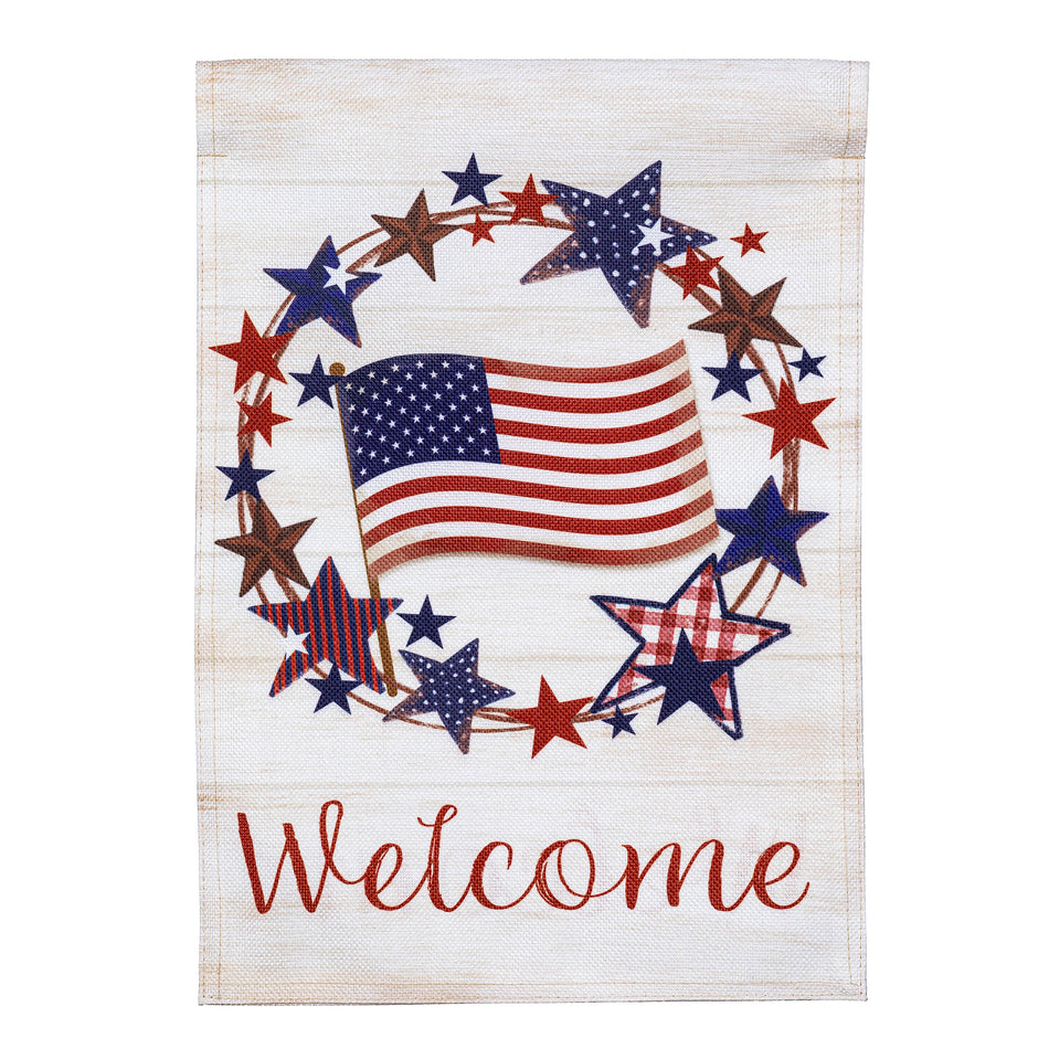American Star Wreath Garden Flag