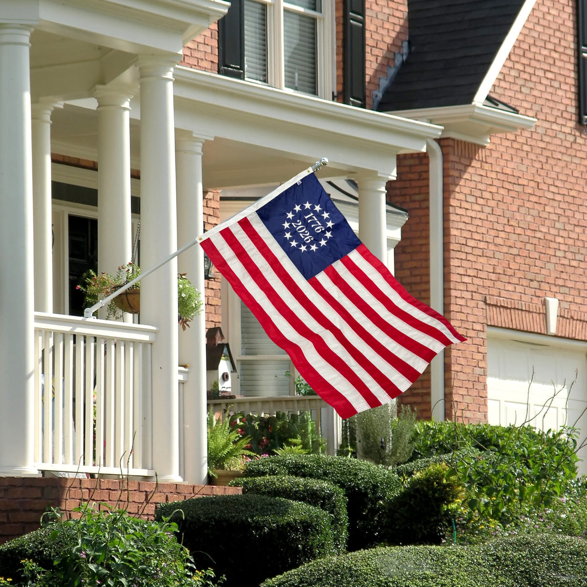 3x5 Betsy Ross Flag with 1776-2026 Years Embroidered for America's 250th Celebration, Made in the USA, crafted to fly outdoors