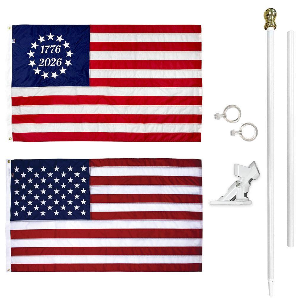 Betsy Ross 1776-2026 & U.S. Flag Flagpole Set
