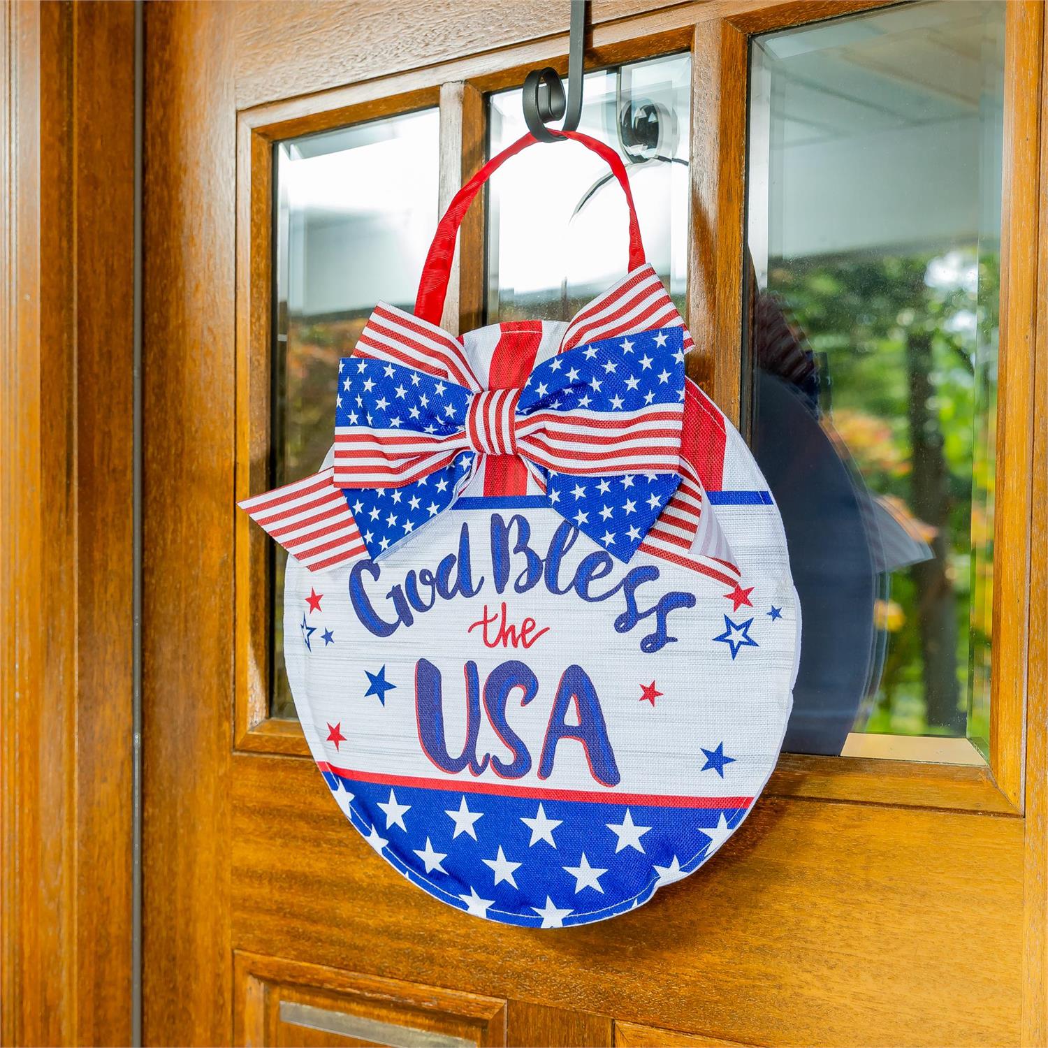 God Bless the USA patriotic fabric door decor