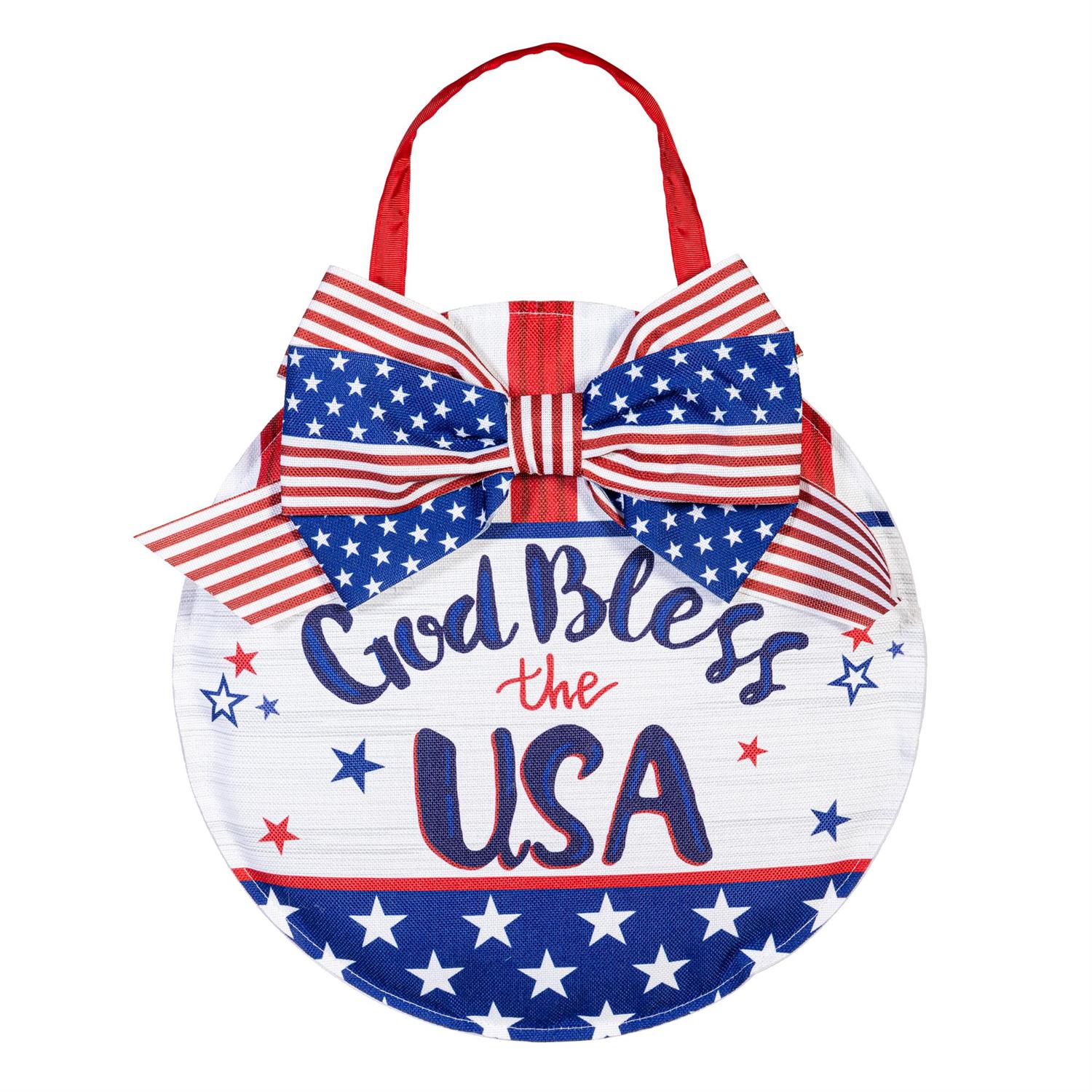 God Bless the USA patriotic fabric door decor