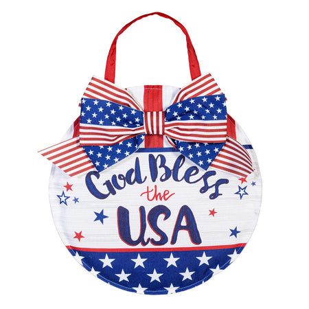God Bless the USA patriotic fabric door decor
