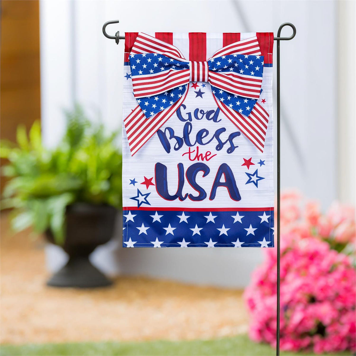 Bless The USA Bow Garden Flag
