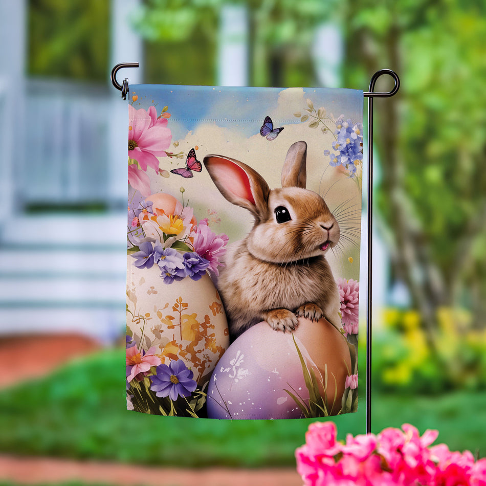 Bunny and Egg Garden Flag