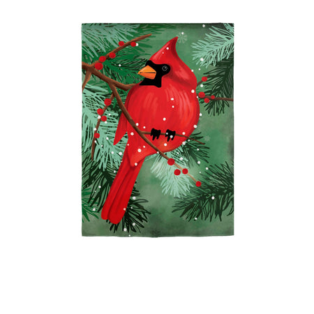 Cardinal in Pines Appliqué House Banner-House Banner-Fly Me Flag