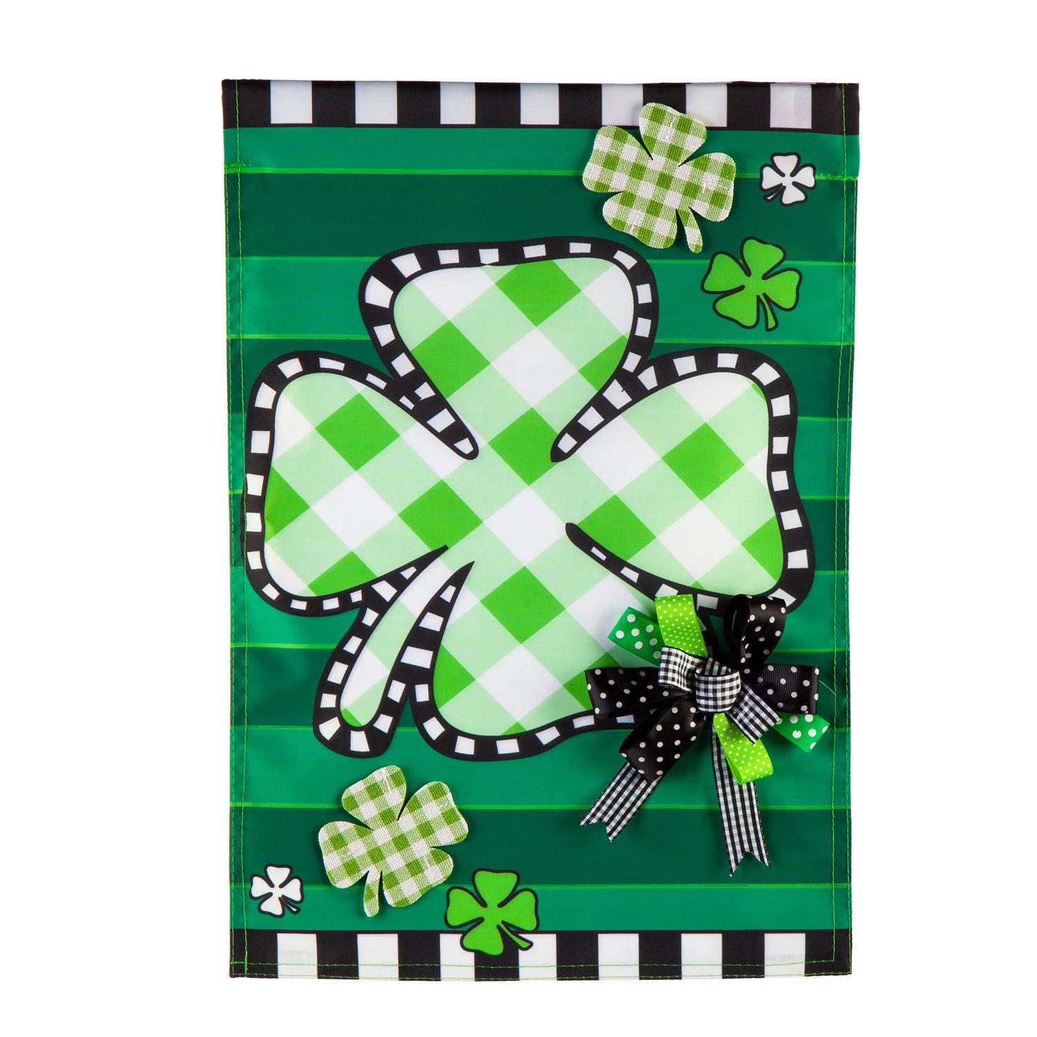 Check Clover Appliqué Garden Flag