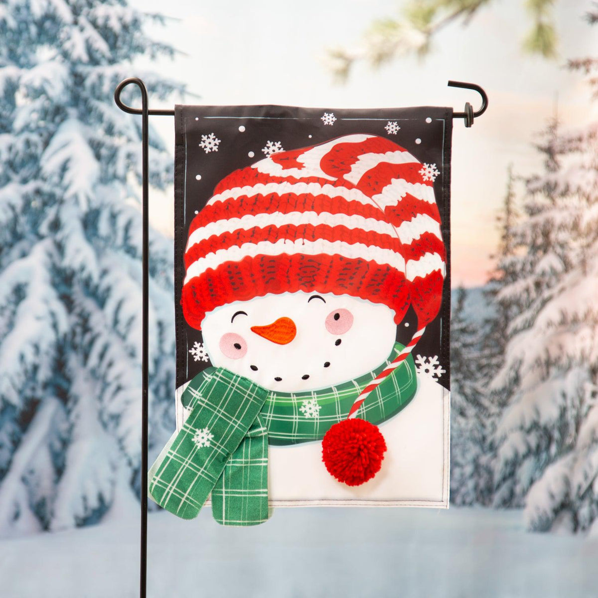 Cheerful Snowman Appliqué Garden Flag-Garden Flag-Fly Me Flag