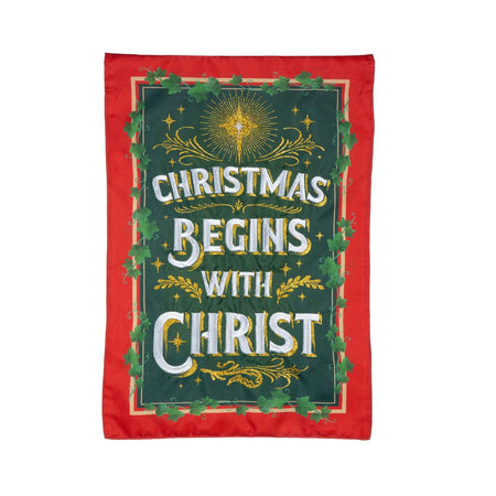 Christmas Begins with Christ Appliqué Garden Flag-Garden Flag-Fly Me Flag