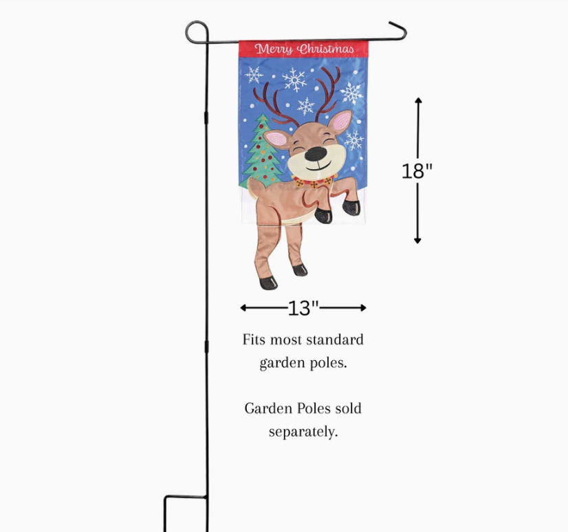 Crazy Leg Reindeer Applique Garden Flag-Garden Flag-Fly Me Flag